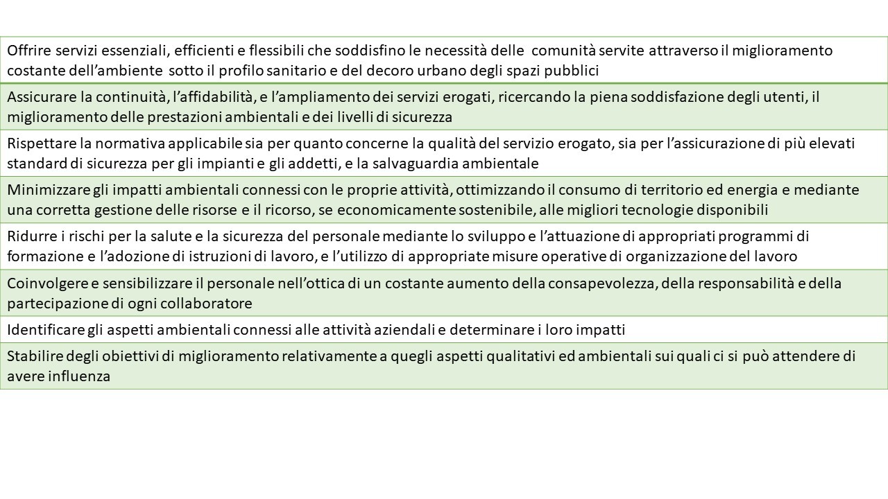 Obiettivi » GEA – Gestioni Ecologiche e Ambientali – SPA